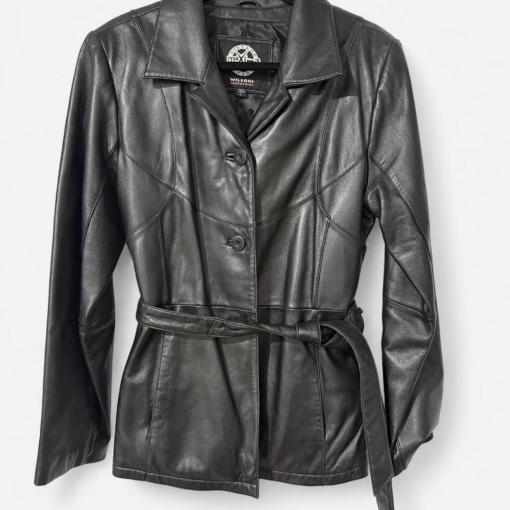 Wilson Black Leather Belted Women's Jacket